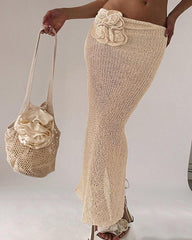 Triple Daisy Crochet Maxi Skirt