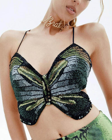 Sacred Butterfly Sequin Top