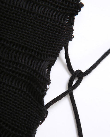 Dark Crochet Top with Long Sleeves