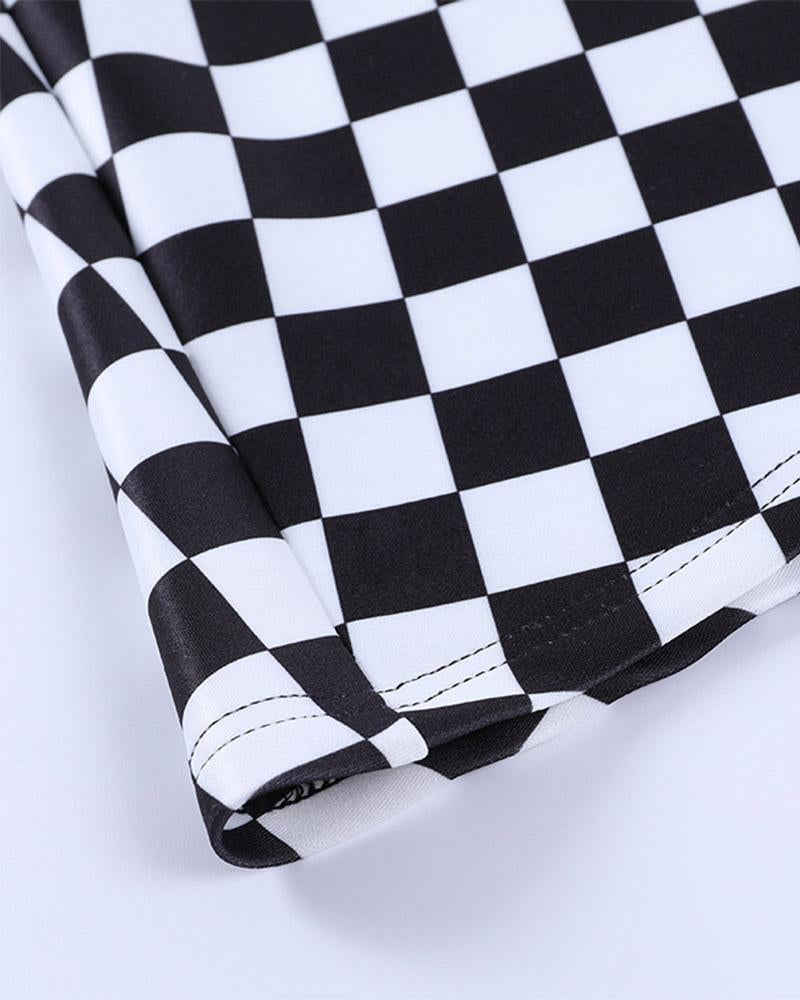 Checkerboard Delusions Belted Mini Skirt