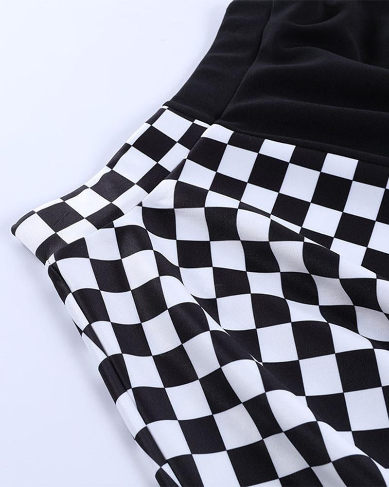 Checkerboard Delusions Belted Mini Skirt