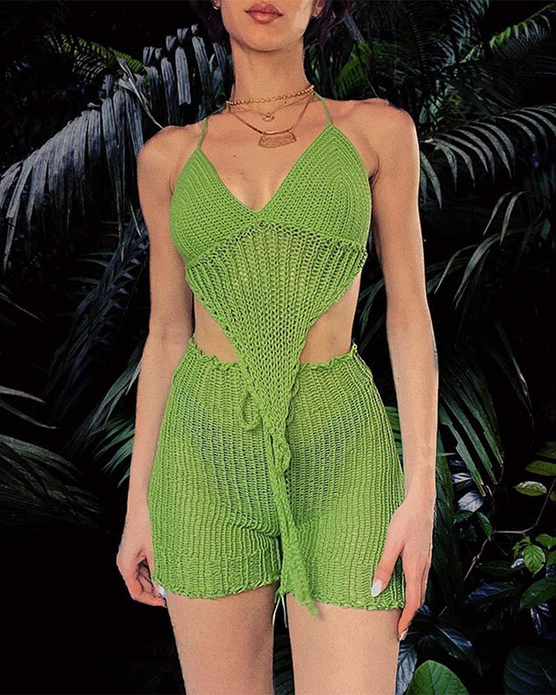 Tropical Green Crochet Coord Set