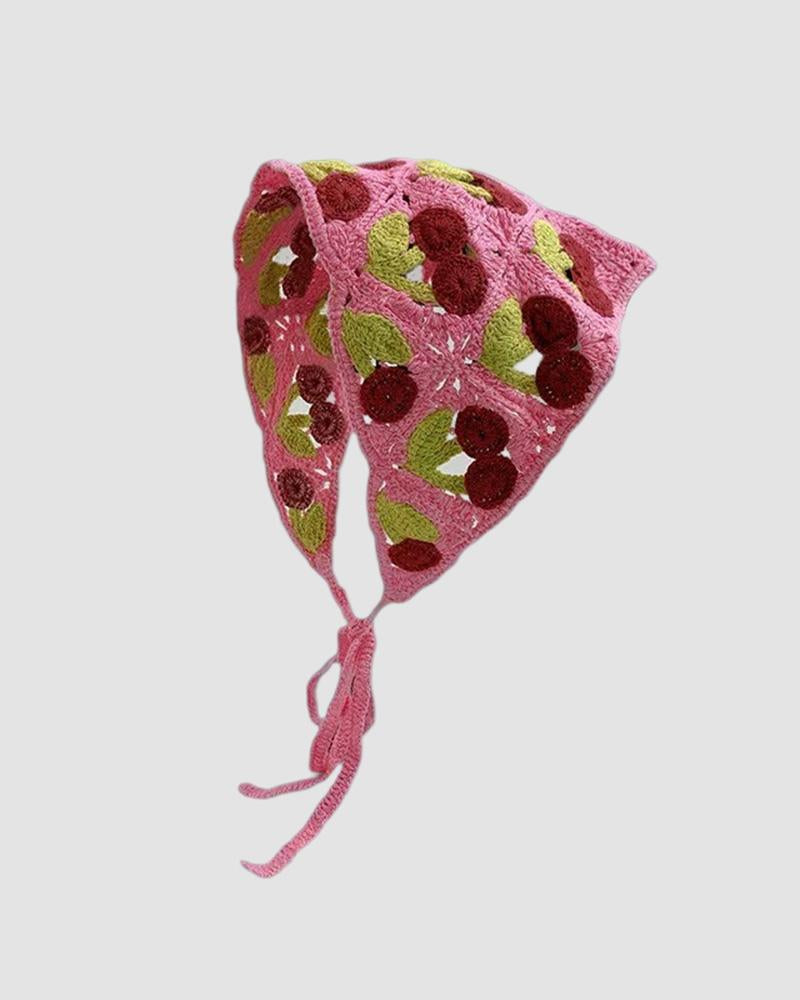 Summer Plantation Crochet Headscarf (Cherry)