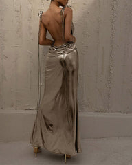 Illuminate Backless Maxi Cowl Dress