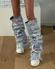 Retro Denim Leg Warmers