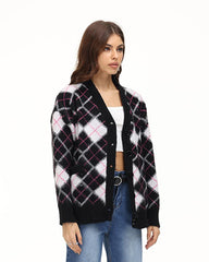 Argyle Clique Oversized Cardigan