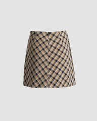 Eggcream Tartan High Waisted Skirt