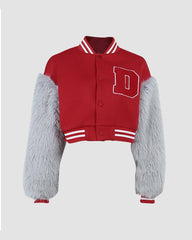 Huzzah Collegiate Bomber with Fuzz Sleeves