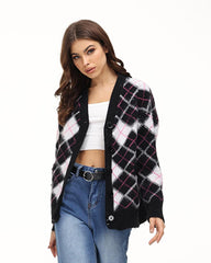 Argyle Clique Oversized Cardigan