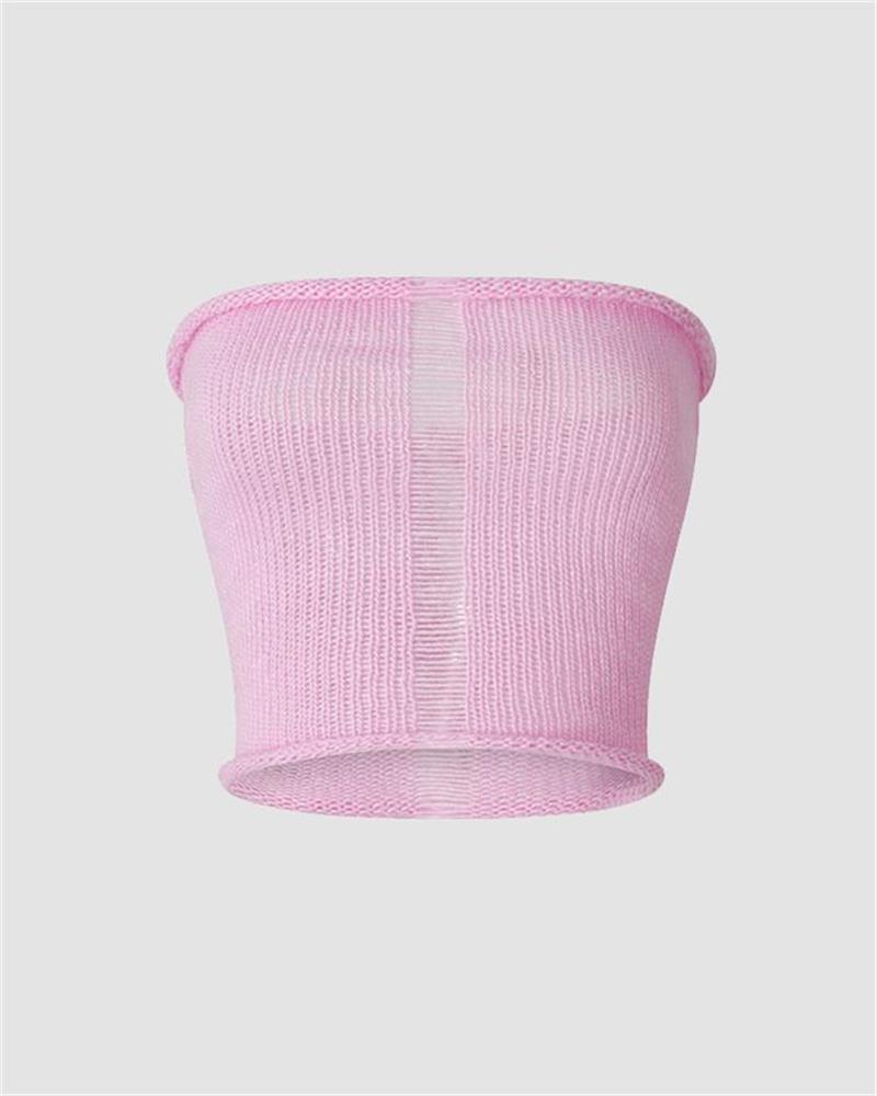 Pinky Love Crochet Tube Top