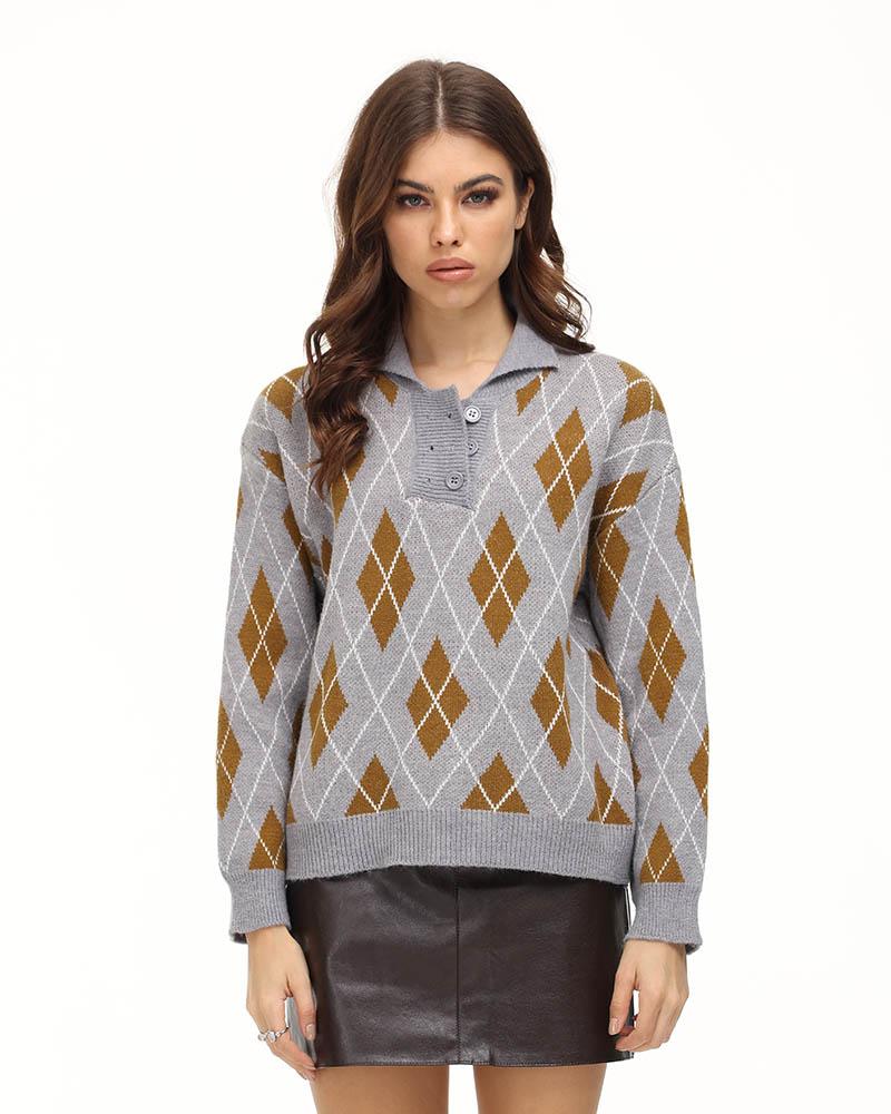 Arelle Argyll Polo Sweater