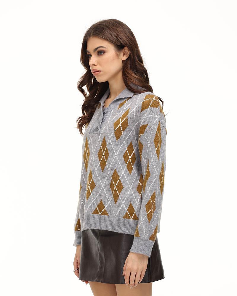 Arelle Argyll Polo Sweater