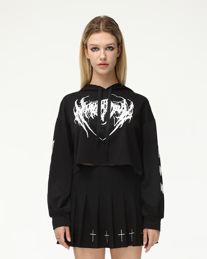 Gothica Wings Cropped Hoodie