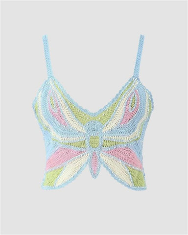 Spring Butterfly Crochet Cami Top