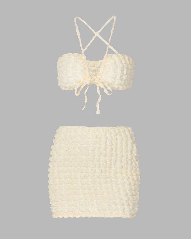 Architectural Popcorn Halter Coord Skirt