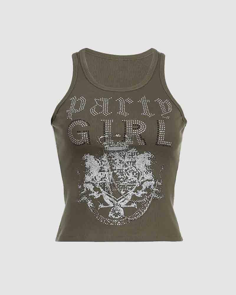 Party Girl Diamante Tank Top