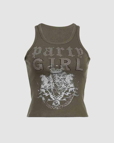 Party Girl Diamante Tank Top