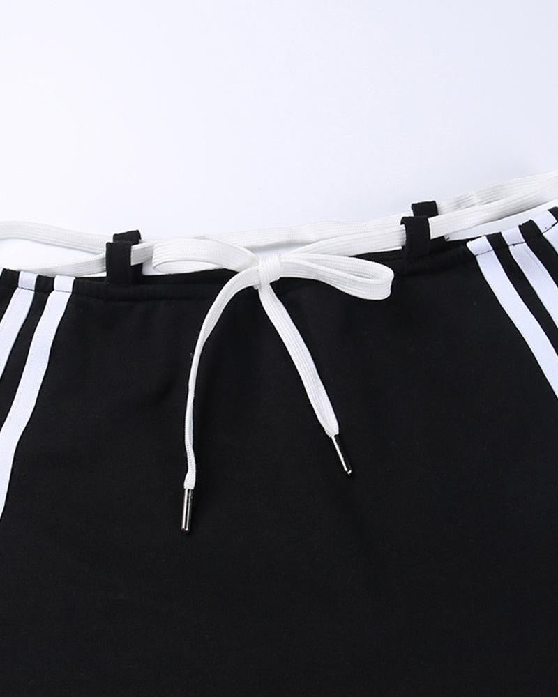 Shoelace Low-waist Short Skirt