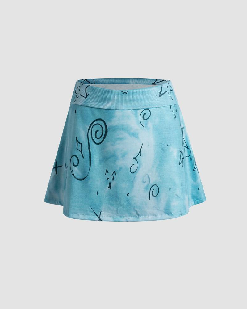 Starry Powered Distressed Mini Skirt
