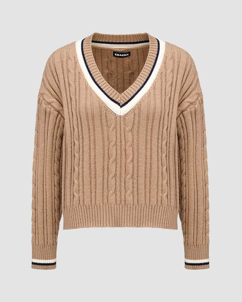 Marilea Ribbed V-Neck Sweater