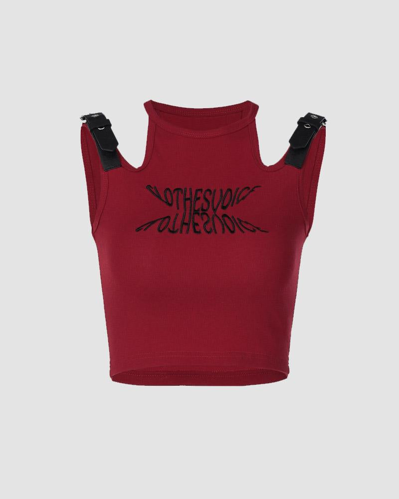 Clothes Voice Cropped Tank Buckle Top