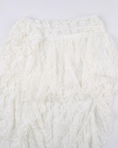 Lacerta Asymmetrical Ruffle Lace Skirt