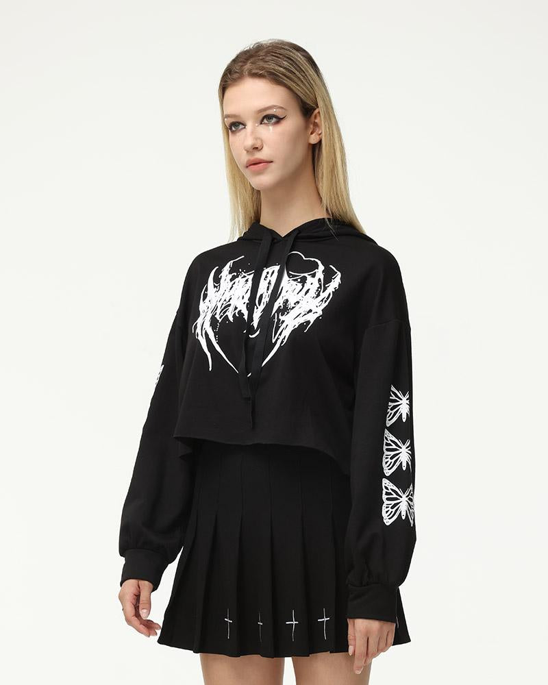 Gothica Wings Cropped Hoodie