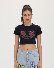 Dual Dragon Battle Cropped T-Shirt