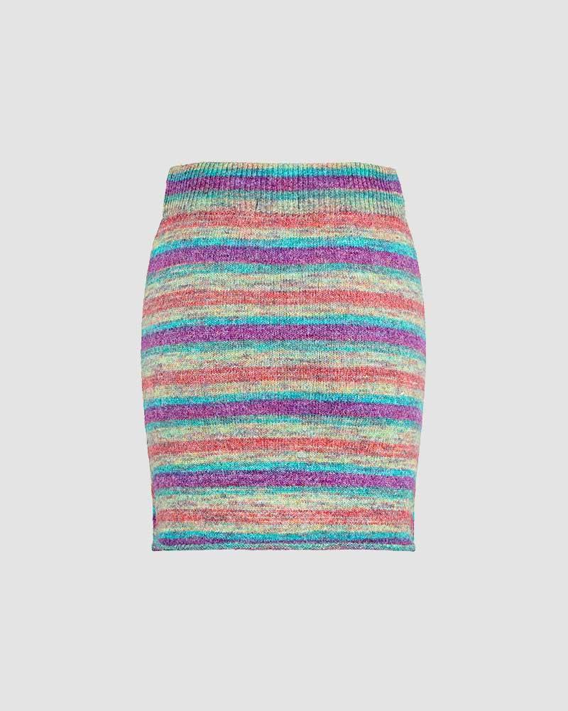 Rainbowscope Knit Drawstring Skirt