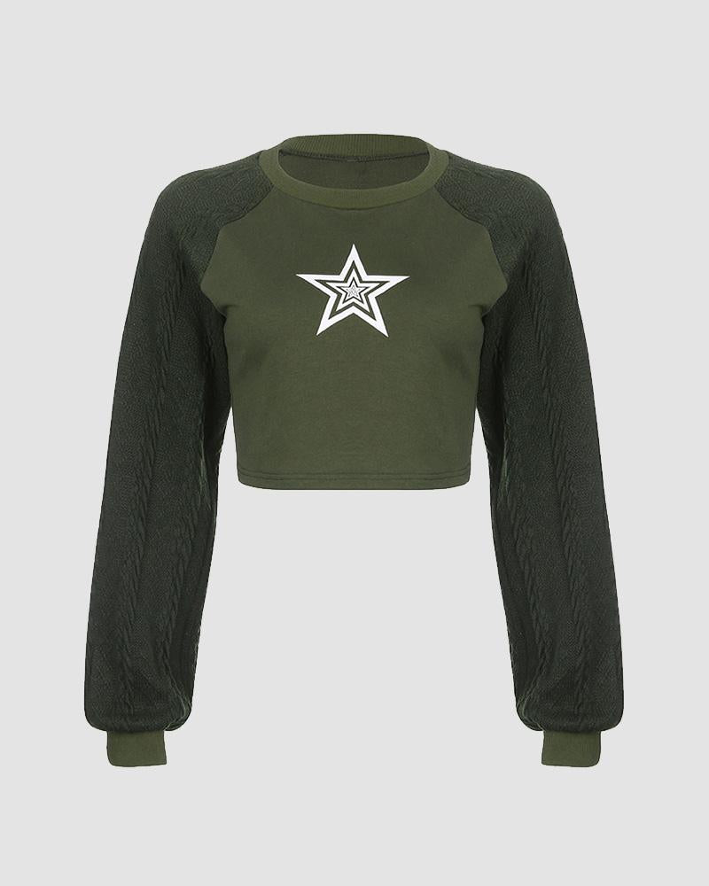 Helio Cable Knit Sleeves Star Top