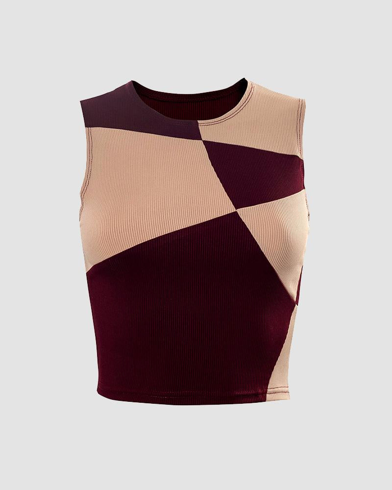 Uneven Choco Squares Tank Top