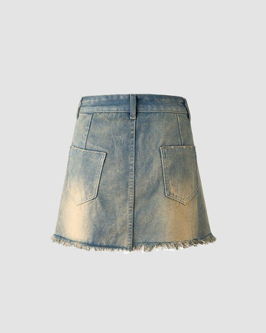 Dusthelm Distressed Denim Skirt