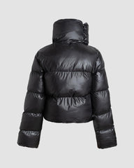 High Gloss Statement Neck Puffer Jacket