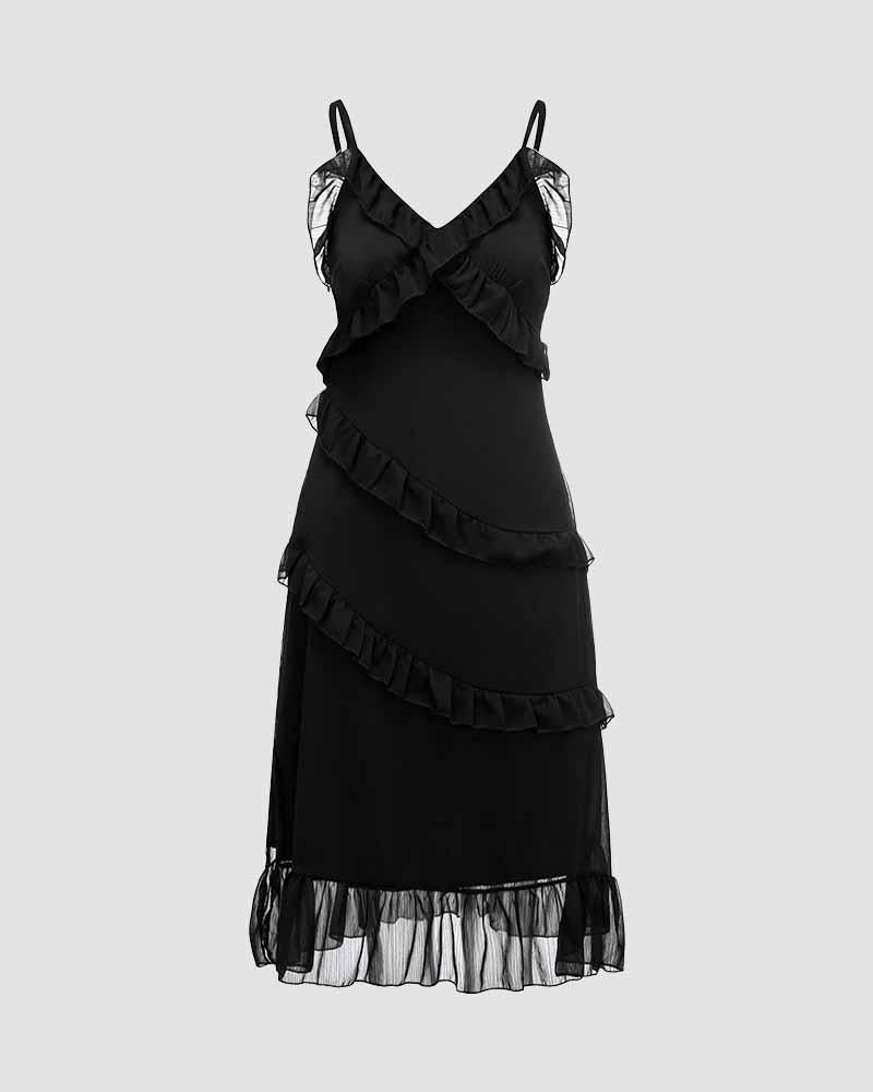 Guilehelm Cami Asymmetrical Layers Maxi Dress