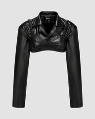 Baddie Statement Pleather Cropped Jacket