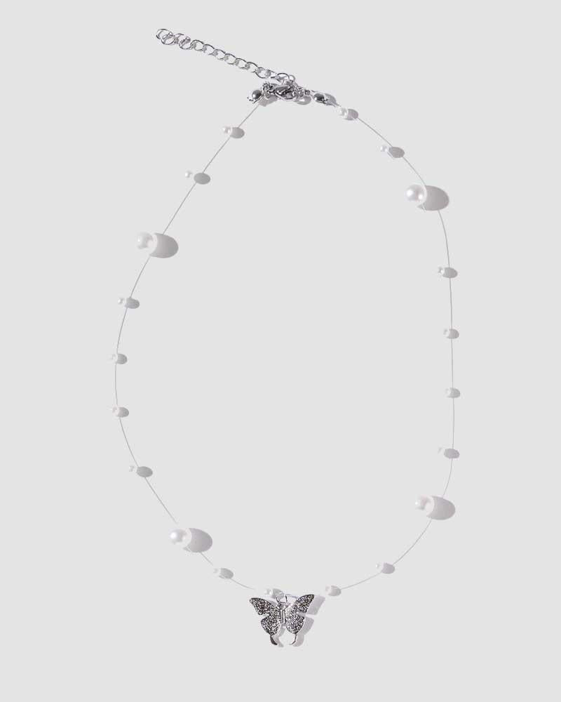 Orbital Pearl Butterfly Necklace