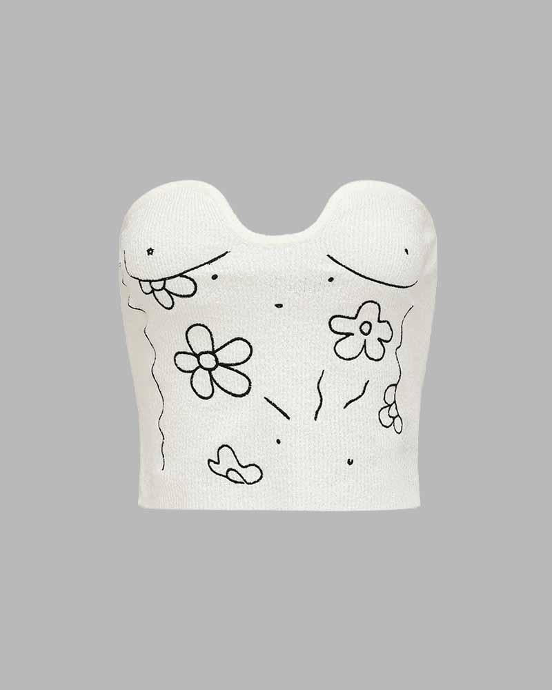 Floralflayer Knitted Tube Top
