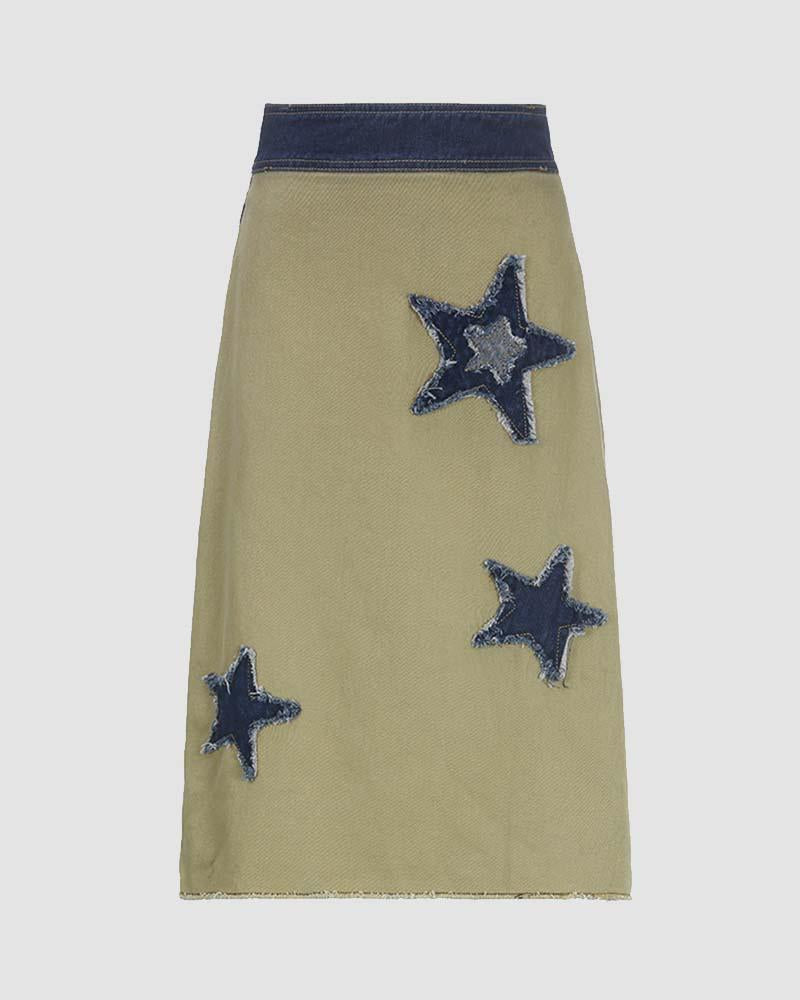 Spoils Maxi Denim Star Skirt