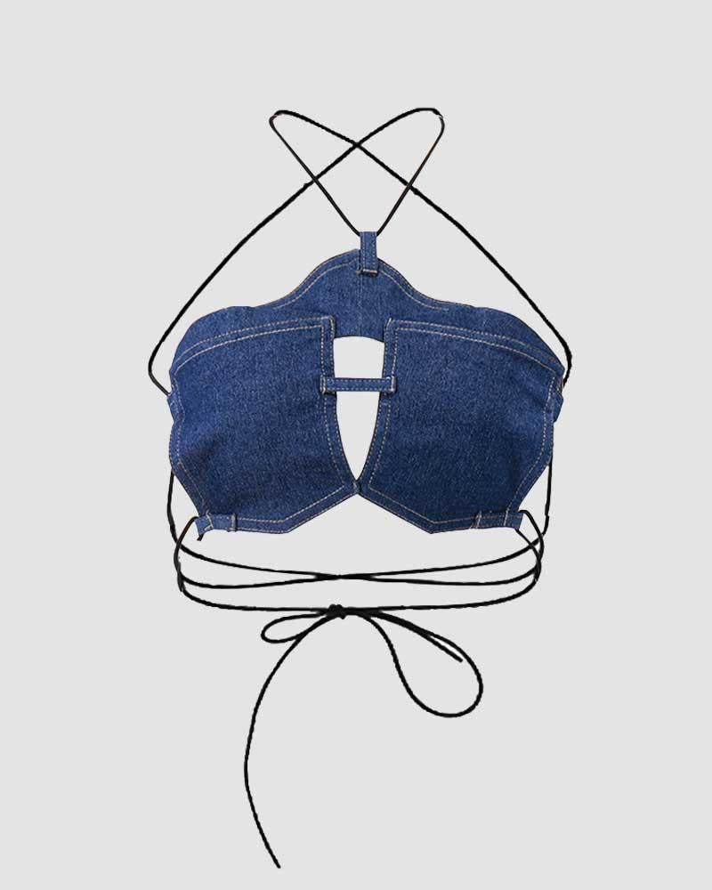 Lutgarde Bandeau Denim Top