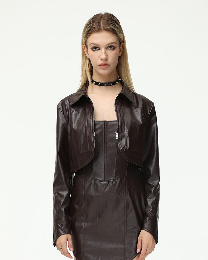 Equestrianess Pleather Cropped Jacket