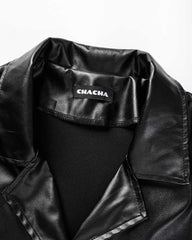 Baddie Statement Pleather Cropped Jacket