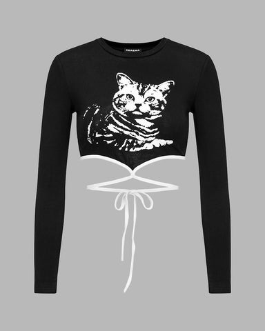 Feline Aglaia Graphic Cropped Top