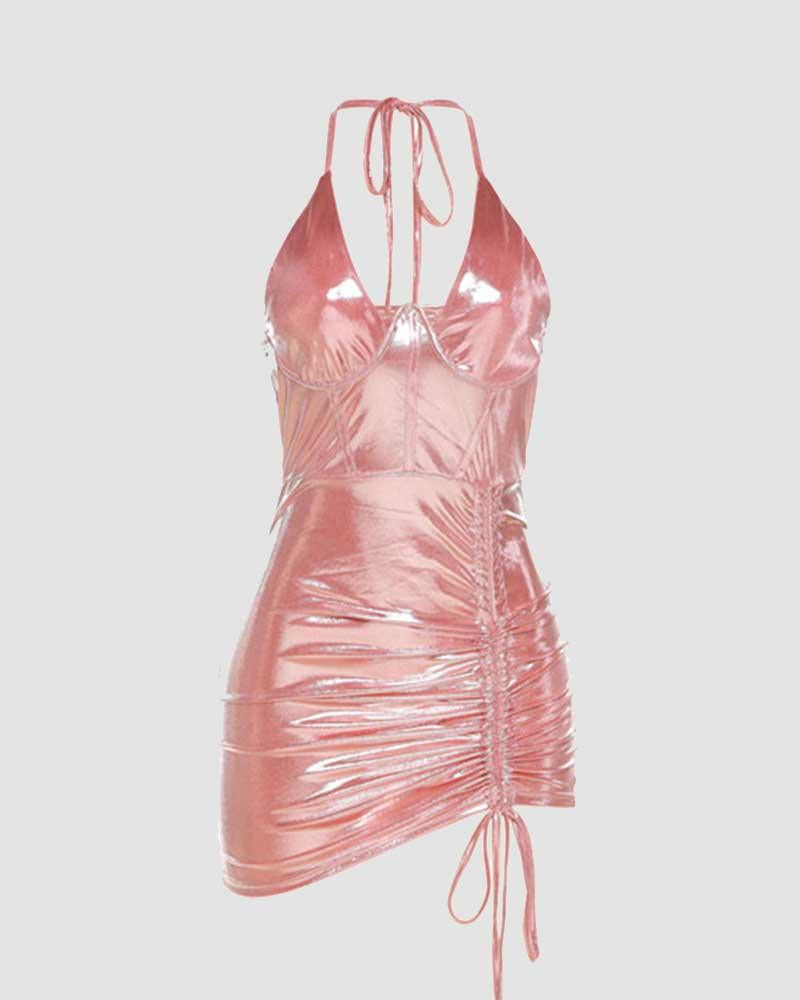 Sangrei Reflective Halter Dress