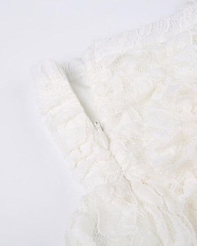 Lacerta Asymmetrical Ruffle Lace Skirt