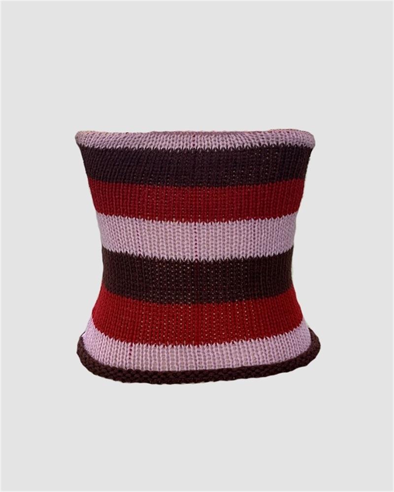Oenoe Contrast Crochet Knit Tube Top