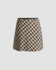 Eggcream Tartan High Waisted Skirt