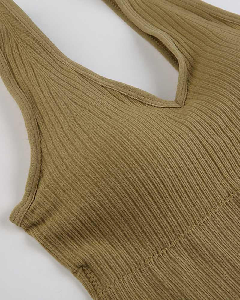 Oxyn Scoop Neck Ribbed Tank Top