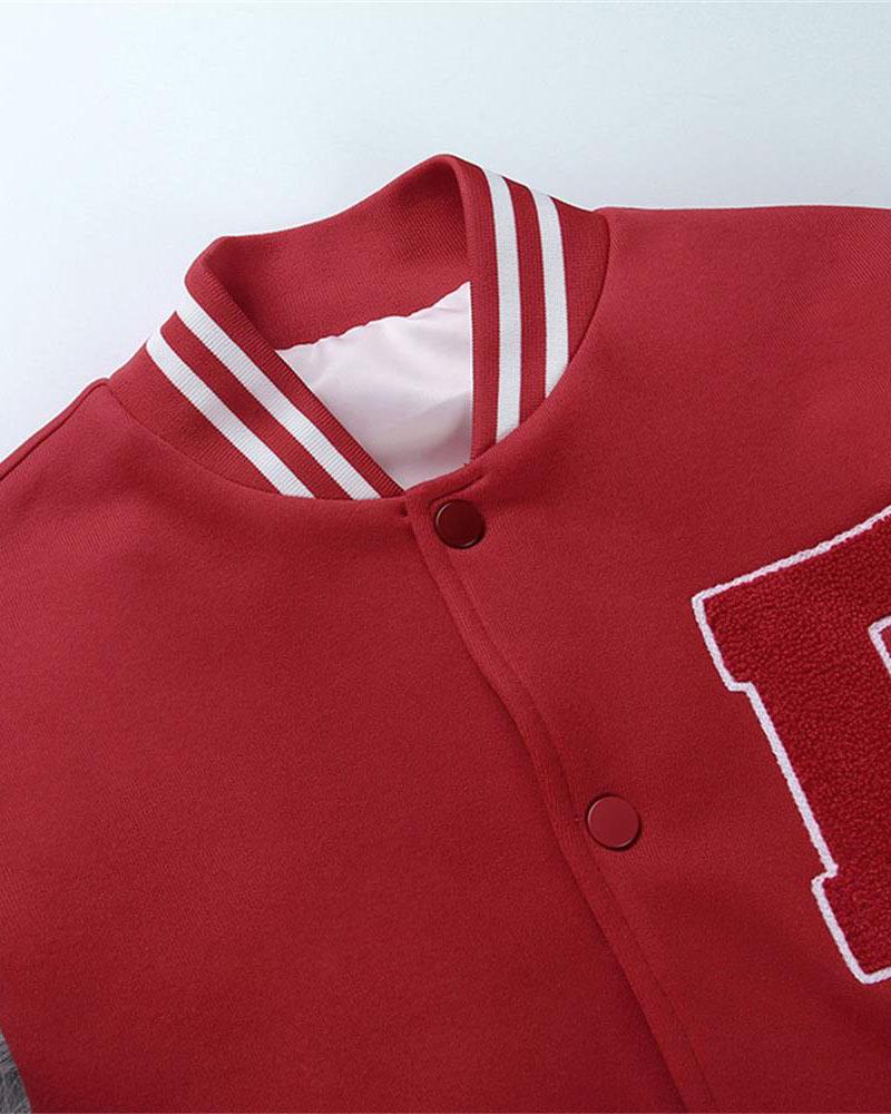 Huzzah Collegiate Bomber with Fuzz Sleeves