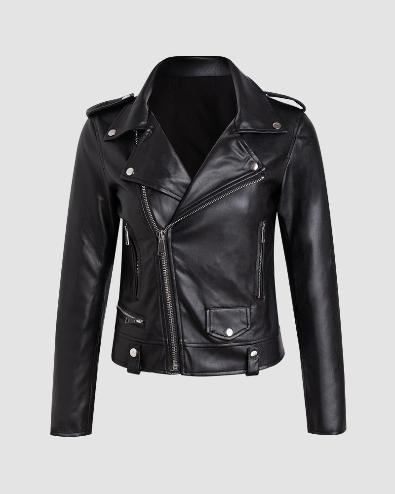 Leisurely Biker PU Leather Jacket
