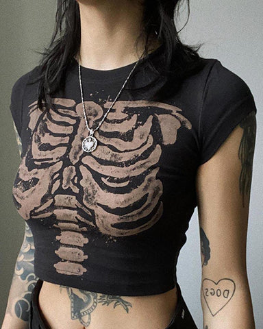Duster Ribcage Graphic Cropped T-Shirt